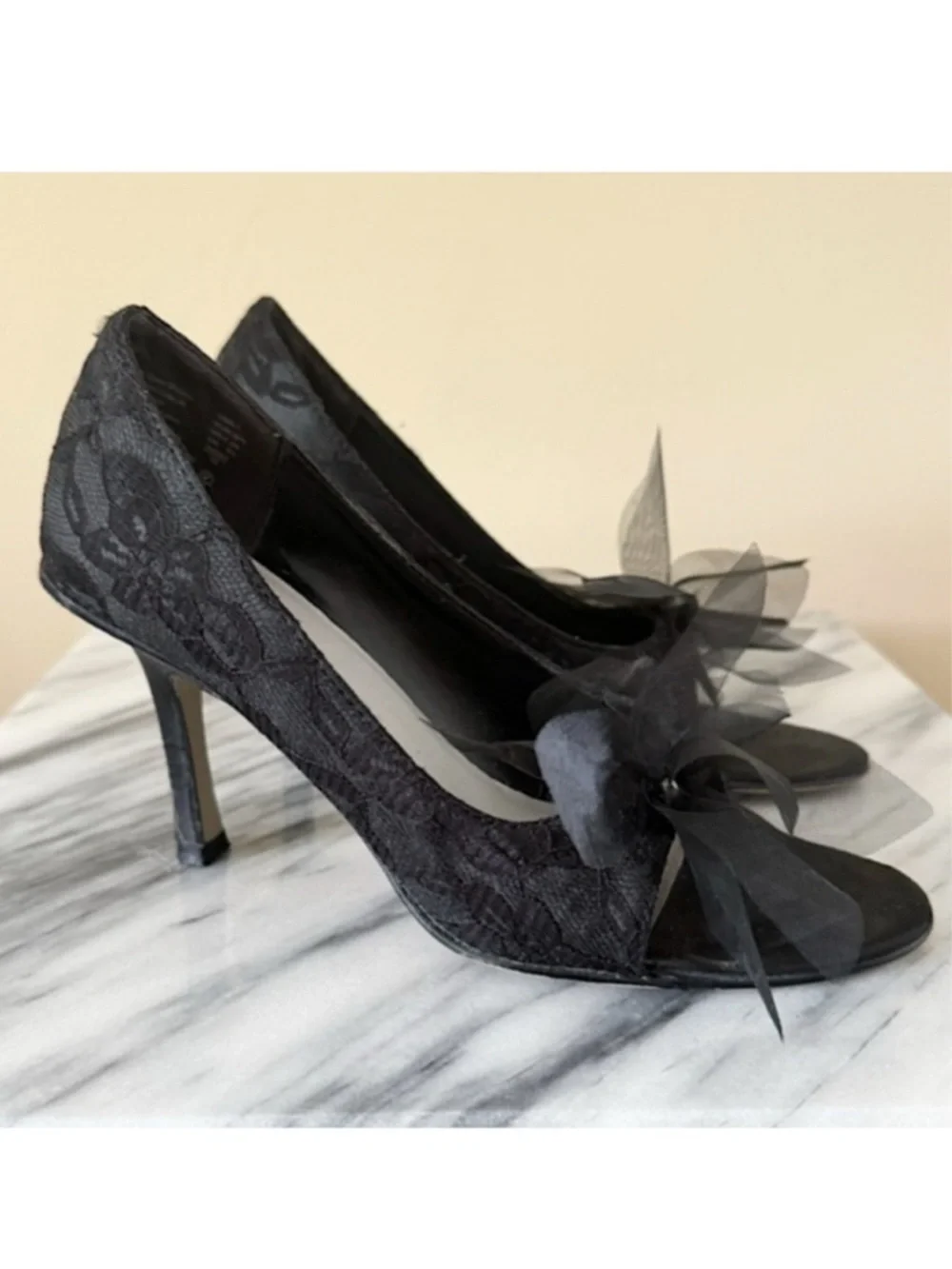 Vintage Tulle and Rhinestone Lace Heels